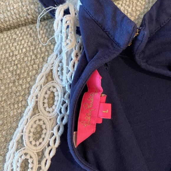 Lilly Pulitzer navy/white romper, front pockets, size large - Picture 8 of 8